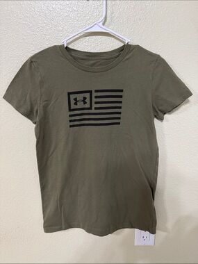 Under Armour Olive Green Tee with Black Flag Logo